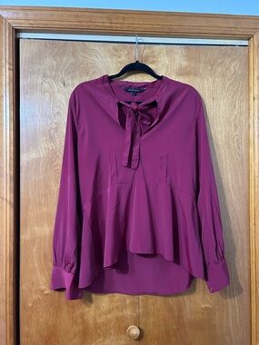 Walter Baker Magenta Tie-Neck Blouse